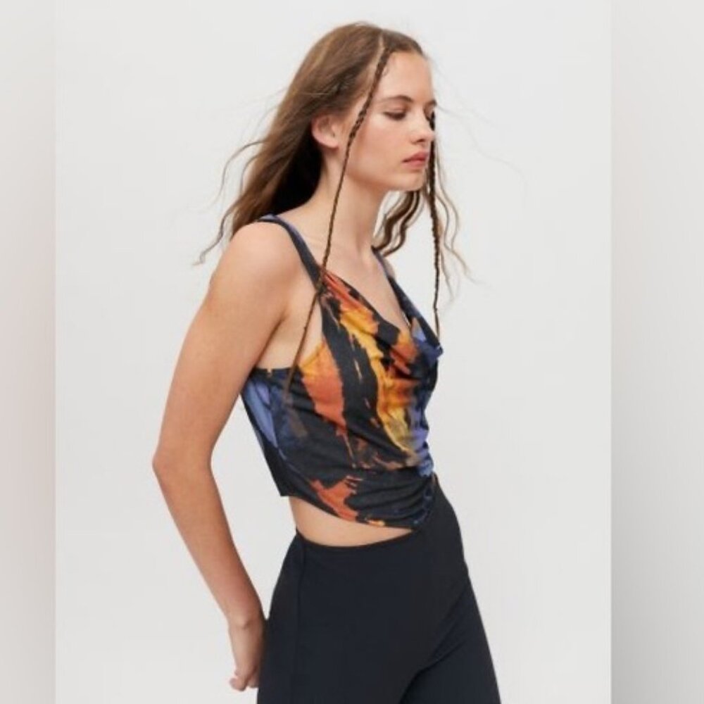 Urban Outfitters Naomi Tie Dye Cowl Cami Crop Top SMALL